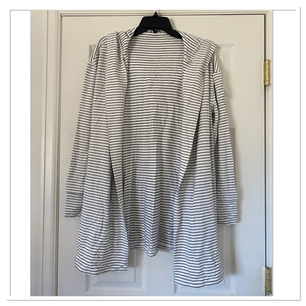 Daily Ritual Women’s Striped Long Sleeve Hooded Cardigan NWT